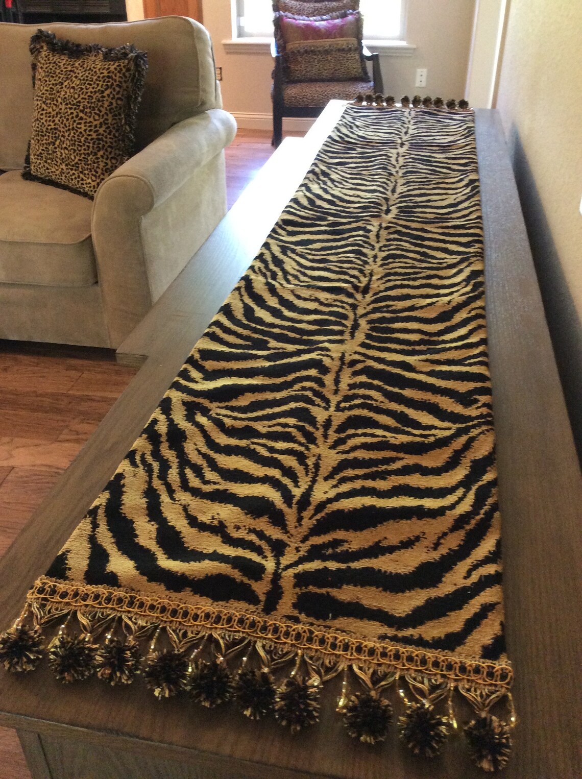 Tiger Print Table Runner Traditional and Farmhouse Style Etsy