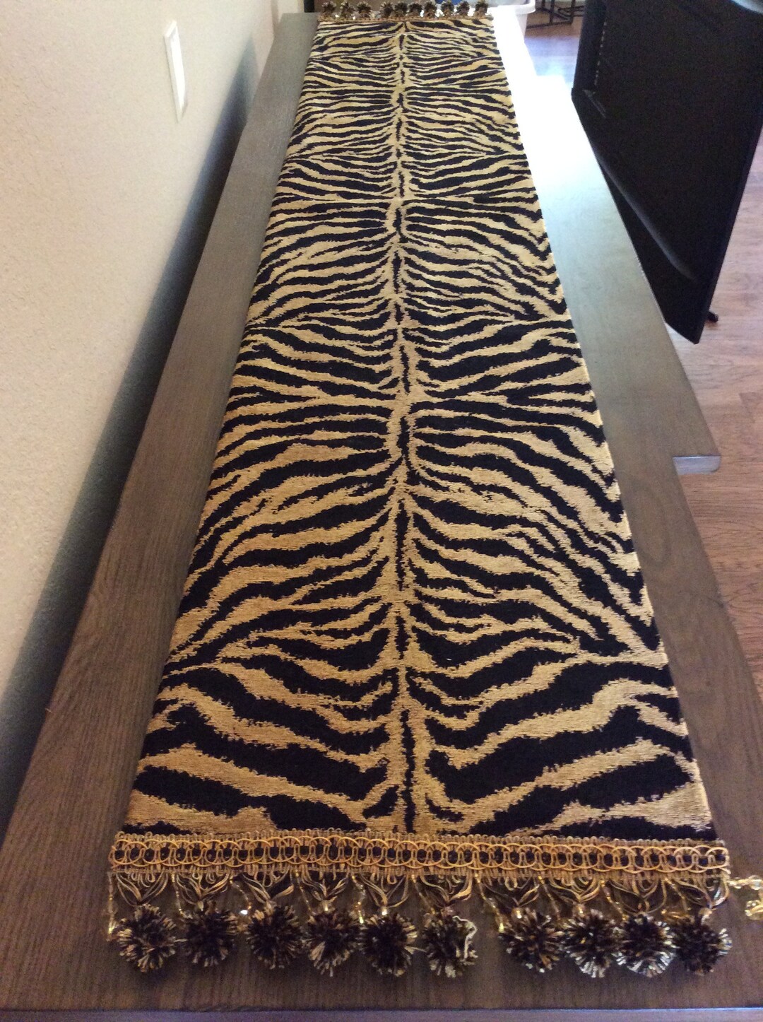 Tiger Print Table Runner, Traditional and Farmhouse Style, Custom