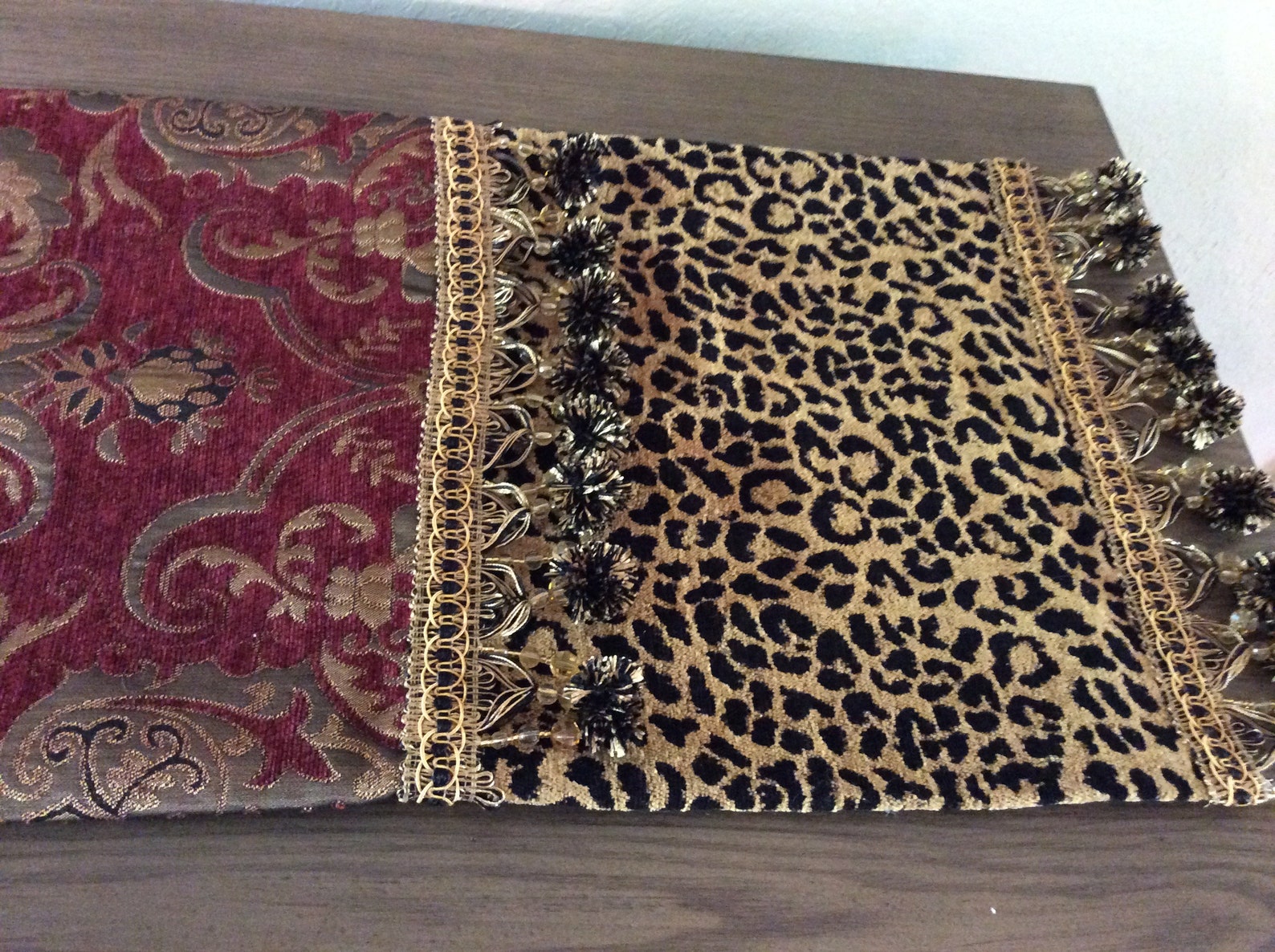 Handmade Animal Print Table Runner Leopard Print With Red Etsy