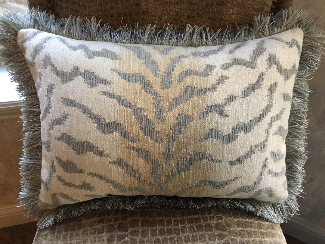 Gray and Cream Tiger Lumbar | Custom Handmade Design - Insert Added