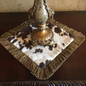 Cow Print Lamp Mat | Farmhouse Animal Print Table Topper | Custom Handmade Design