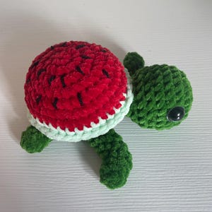 Watermelon Turtle Crochet Plushie