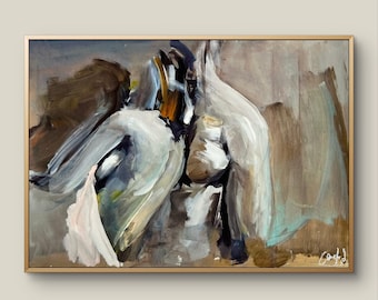 Impresión artística de una pareja sensual abrazándose, pintura romántica