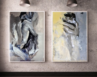 Lovers Art Set Sensual Couple Painting Bedroom Wall Decor