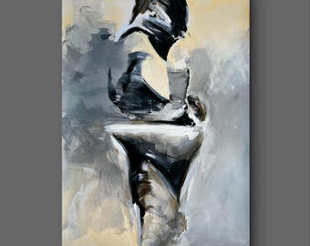 Kunstprint voor geliefden: man en vrouw, sensueel schilderij, slaapkamer, schets van een stel, Louka Gallery