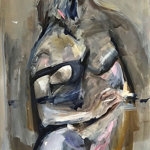 Romantic Couple Painting Lovers Wall Art Male Female Sensual Embrace Louka Gallery