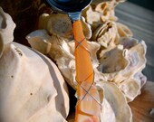 Sea Glass Coffee Scoop made with Recycled Bottle quot Tumbled Island Glass quot in Tangerine Orange. Dishwasher Safe. Stainless Steel.
