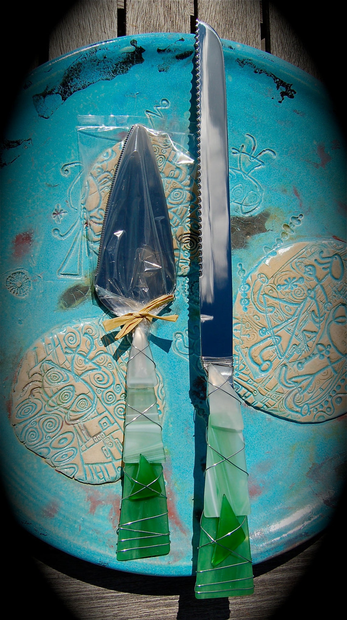 Sea Glass Wedding Cake Knife & Server Made With Recycled Etsy