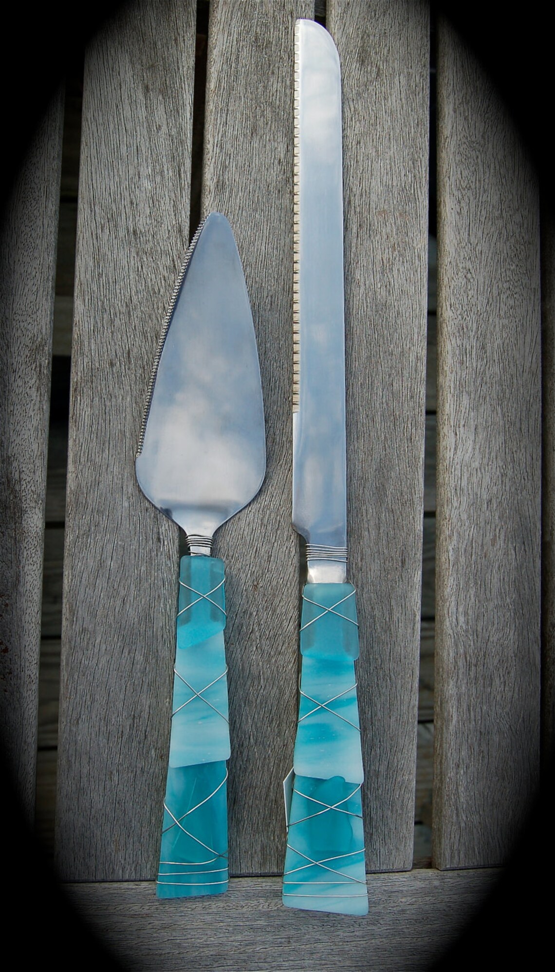 Sea Glass Wedding Cake Knife & Server Made With Recycled Etsy