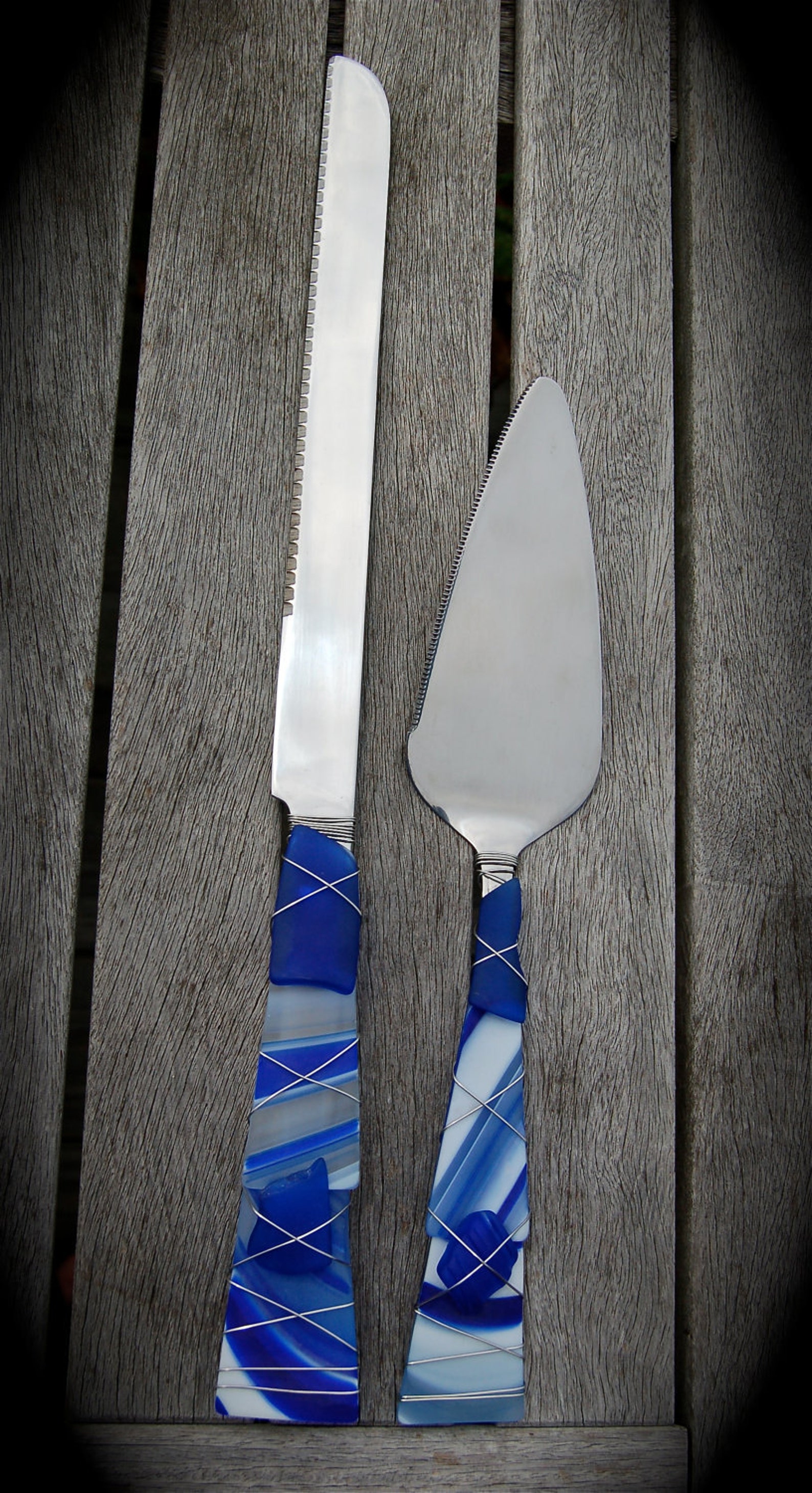 Sea Glass Wedding Cake Knife & Server Made With Recycled Etsy