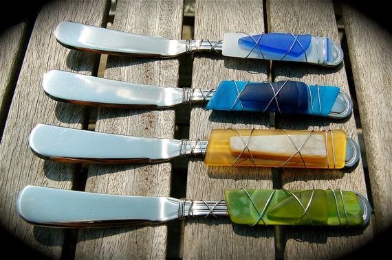 Cheese Spreader With 2 Marbles, Beaded Silverware, Wire Wrapped Utensil,butter  Knife, Spreader, Butter Spreader, Cheese Spreader 