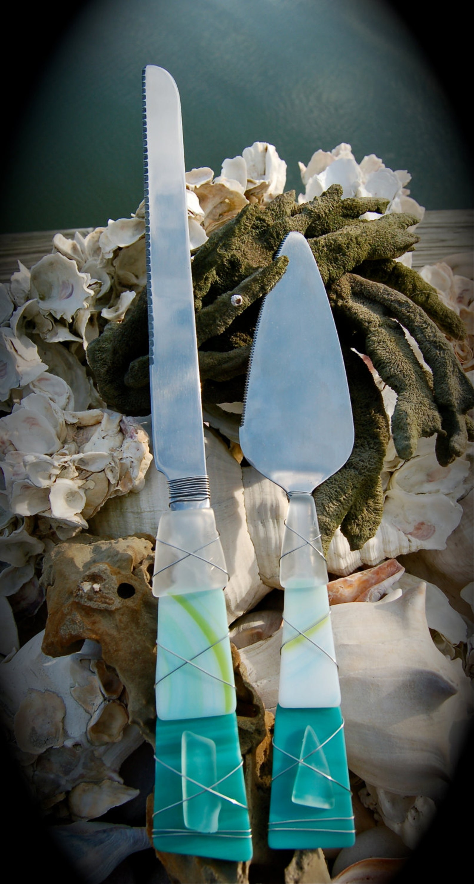 Sea Glass Wedding Cake Knife & Server Made With Recycled Etsy
