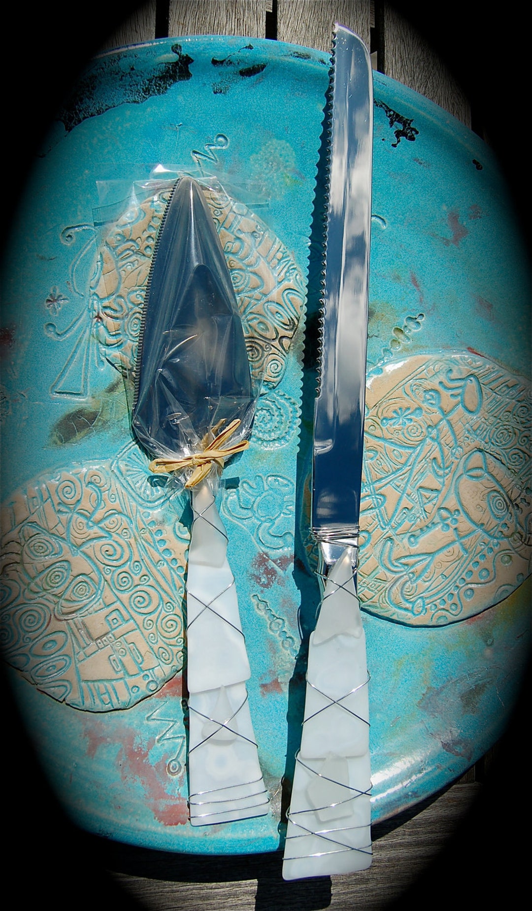 Sea Glass Wedding Cake Knife & Server Made With Recycled Etsy