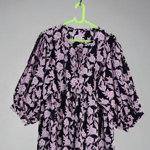 Floral Print Cotton Midi Dress: boho puff sleeve, summer dress for women