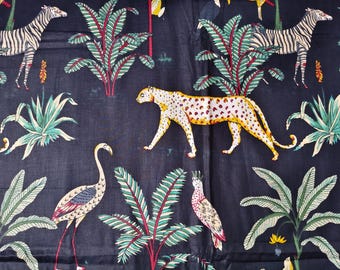 Animal Print Fabric Hand Block, cotton, sewing textiles by the yard, crafting material