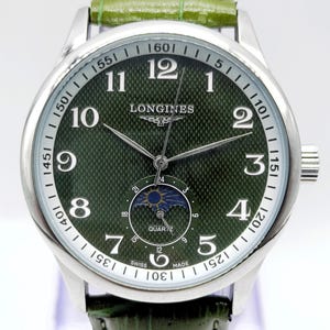 Vintage Longines Moon Face Green Sub Dial Quartz Japan Analog Men&#39;s Wrist Watch Free Shipping