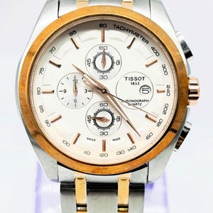 Vintage Tissot 1853 Chronograph Quartz White Dial Date Indicator Japan Men&#39;s Wrist Watch Free Shipping