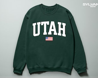 Utah Sweatshirt - USA Crewneck Sweater Unisex Sage Green