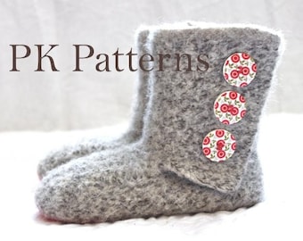 INSTANT DOWNLOAD Knitting PATTERN (pdf file) - 3 Button Mush Boots Women's U.S./Can. sizes 6-9