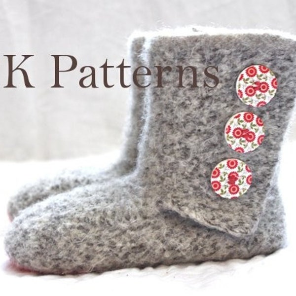 INSTANT DOWNLOAD Knitting PATTERN (pdf file) - 3 Button Mush Boots Women's U.S./Can. sizes 6-9