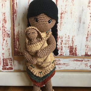 Indigenous Mother & Child CROCHET PATTERN image 1