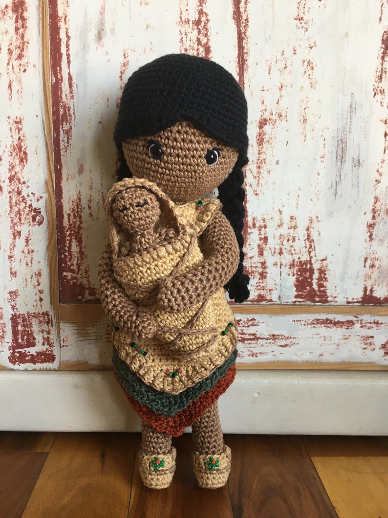 Indigenous Mother & Child CROCHET PATTERN image 1