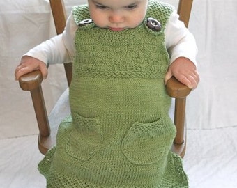 INSTANT DOWNLOAD Knitting PATTERN (pdf file) - Lucky Clover Dress - sizes 3-18 months