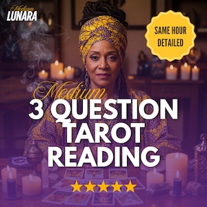 Lettura dei tarocchi con 3 domande nella stessa ora / Risposte dettagliate per qualsiasi domanda / Amore, carriera, futuro, intuizione psichica / Guida di un medium spirituale
