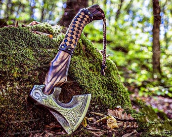 Viking Axe Forged camping Axe, Personalized gifts for her, functional axe, Birthday gift for him, Handmade gift for dad.