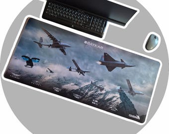 Baykar Drone Fleet Mouse Pad, 90x40cm XXL Aviation Desk Mat, Gaming Gift