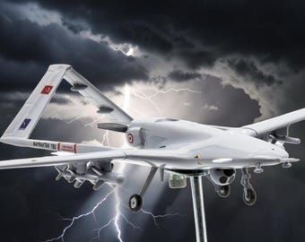 Bayraktar TB2 Drone Model, 1/32 Scale Aircraft Replica, Aviation Gift for Him, Military Collectible