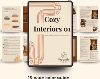 Cozy Interior Color Palette Guide – Warm Earthy Tones, Digital Download, Home Styling Guide, Interior Design Inspiration PDF