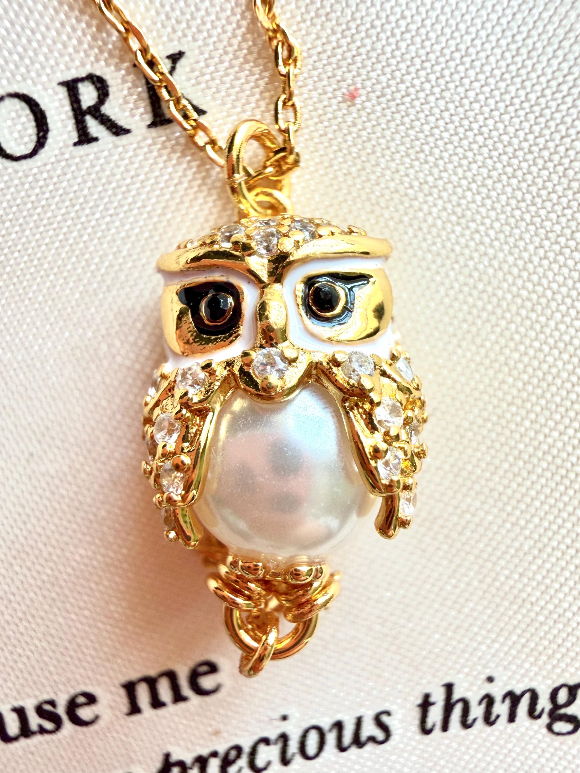 Kate Spade owl necklace,owl charm,Party Jewelry,Christmas gift,gift for her
