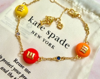 Pulsera de edición limitada de Kate Spade, pulsera con dijes, pulsera de M&M's, dijes de chocolate, regalo para ella, regalo de Navidad