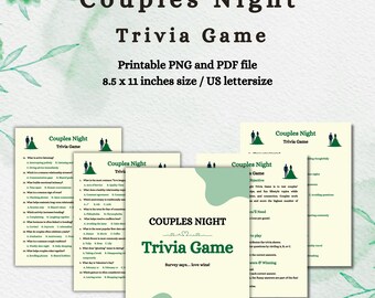 Kvällsquiz för par | Rolig dejtkväll (PDF-mönster)