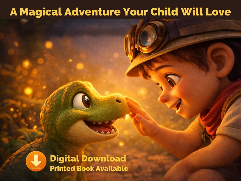 Personalized Dinosaur Adventure Storybook for Kids, Custom Name Bedtime Book image 4