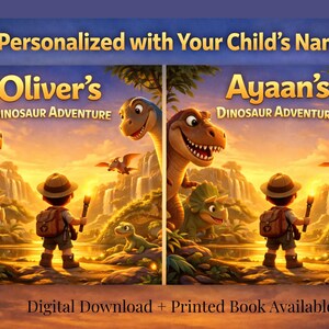 Personalized Dinosaur Adventure Storybook for Kids, Custom Name Bedtime Book image 2