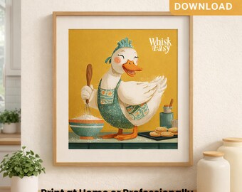 Retro Anka Kökstryck, Vispa Det Enkelt Citat, Bakdekor (Digital Nedladdning)