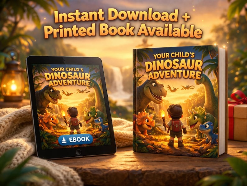 Personalized Dinosaur Adventure Storybook for Kids, Custom Name Bedtime Book image 7