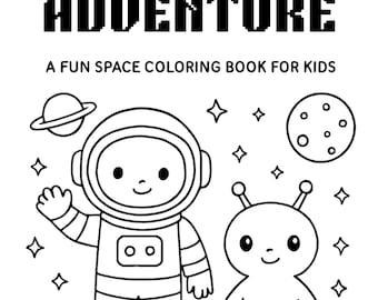 Rymdmålarbok för barn | Astronauter, planeter (PDF för direktnedladdning)