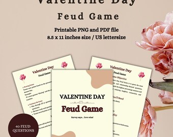 Alla hjärtans dag-fejdspel | Utskrivbart partyspel (digital nedladdning, PDF- och PNG-filer)