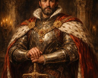 Anpassad renässans kunglig porträttmålning (digitalt konstverk)