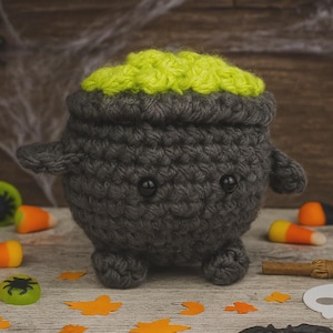 Cauldron Crochet Pattern PDF | Halloween Witch Pot Plush | Candy Bowl Amigurumi | Spooky Potion Cauldron Toy Tutorial