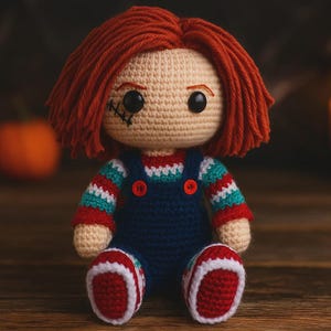 Chucky Crochet Pattern PDF, Horror Doll Amigurumi Tutorial, Spooky Halloween Plush, Scary Movie Inspired Crochet Doll DIY