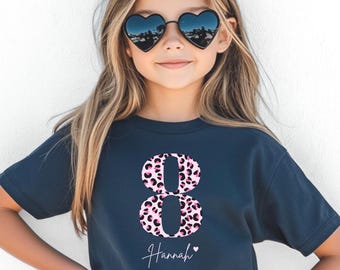 Geburtstagsshirt mit Namen für Mädchen, personalisiert, T-Shirt für Geburtstagskind, Geburtstagsgeschenk Kind, Zahl, 1 2 3 4 5 6 7 8 9 10