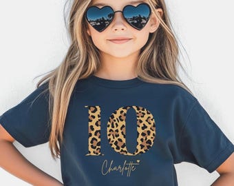 Geburtstagsshirt mit Namen für Mädchen, personalisiert, T-Shirt für Geburtstagskind, Geburtstagsgeschenk Kind, Zahl, 3 4 5 6 7 8 9 10 11 12