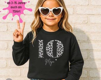 Geburtstagsshirt mit Namen für Mädchen, personalisiert, T-Shirt für Geburtstagskind, Geburtstagsgeschenk Kind, Zahl, 1 2 3 4 5 6 7 8 9 10
