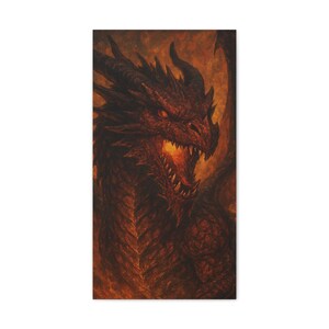 Fierce Dragon Canvas Art, Wall Decor, Home Aesthetic, Fantasy Gift, Dragon Lover Wall Art, Mythical Creature Print