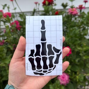 Skeleton Middle Finger Car Decal