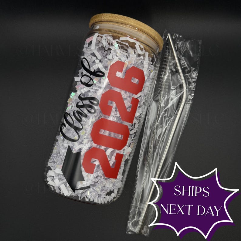 Personalized Class of 2026 Graduation Gift | Custom Name Glass Can With ...